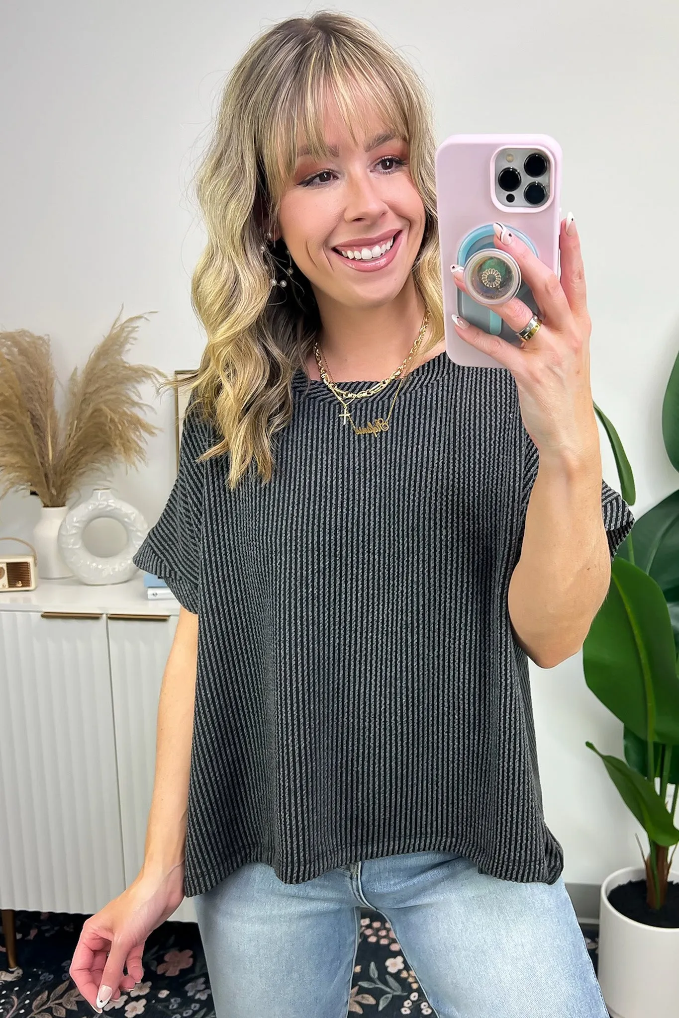 Adriano Rib Knit Twist Sleeve Top - BACK IN STOCK