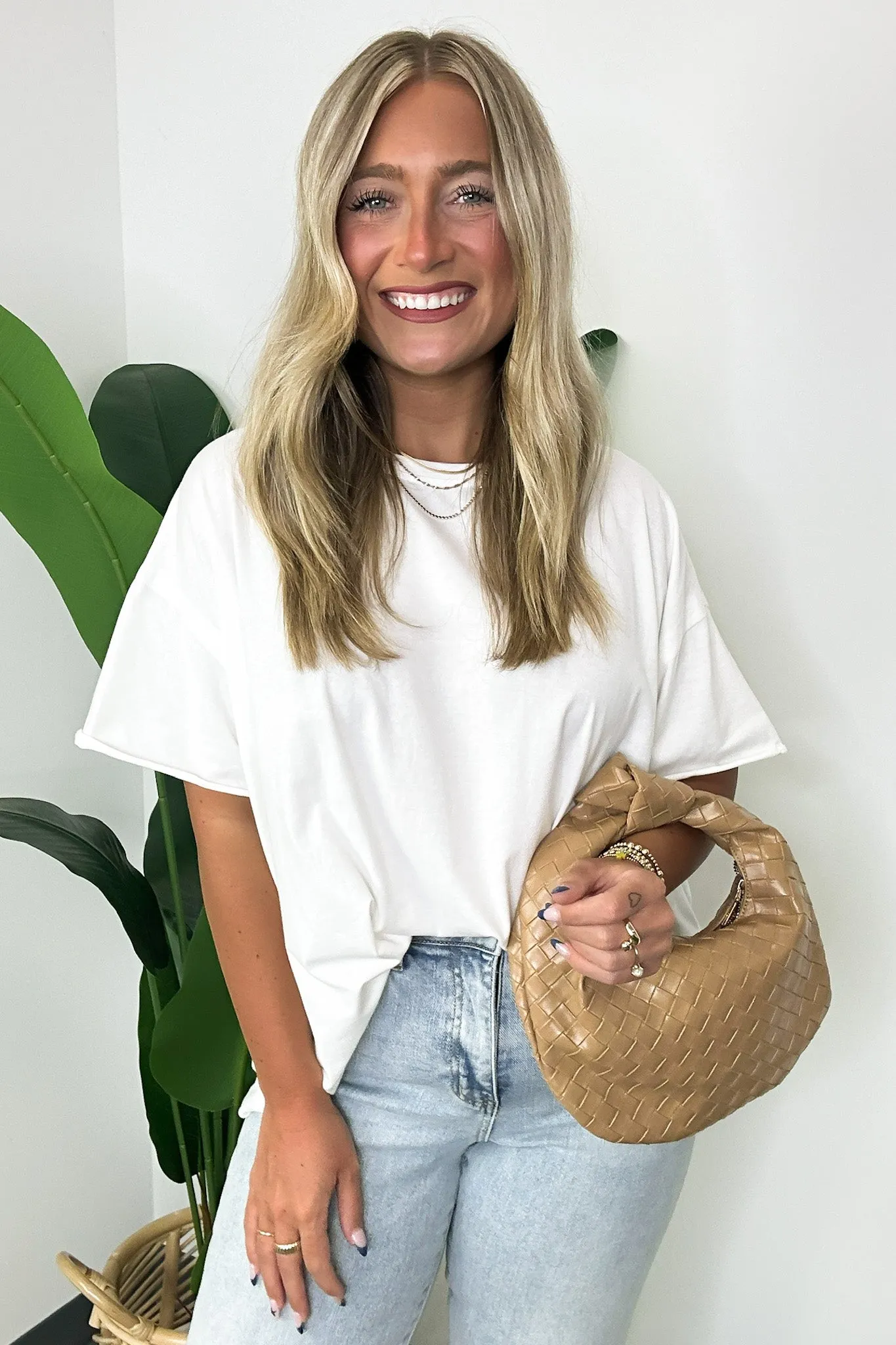 Aimie Raw Edge Jersey Short Sleeve Top
