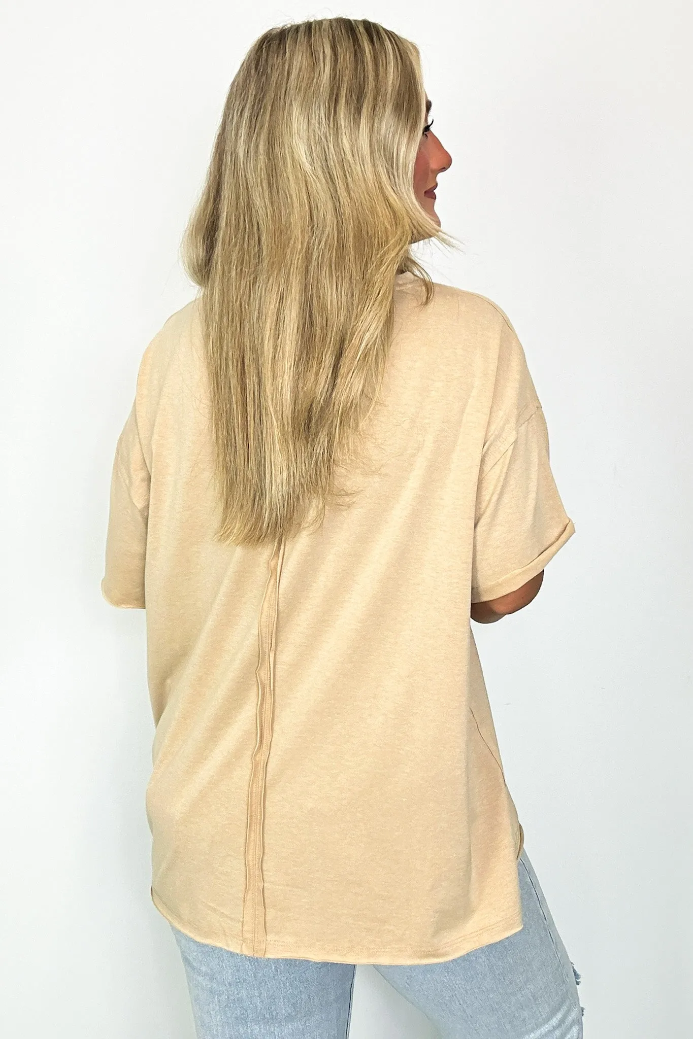 Aimie Raw Edge Jersey Short Sleeve Top