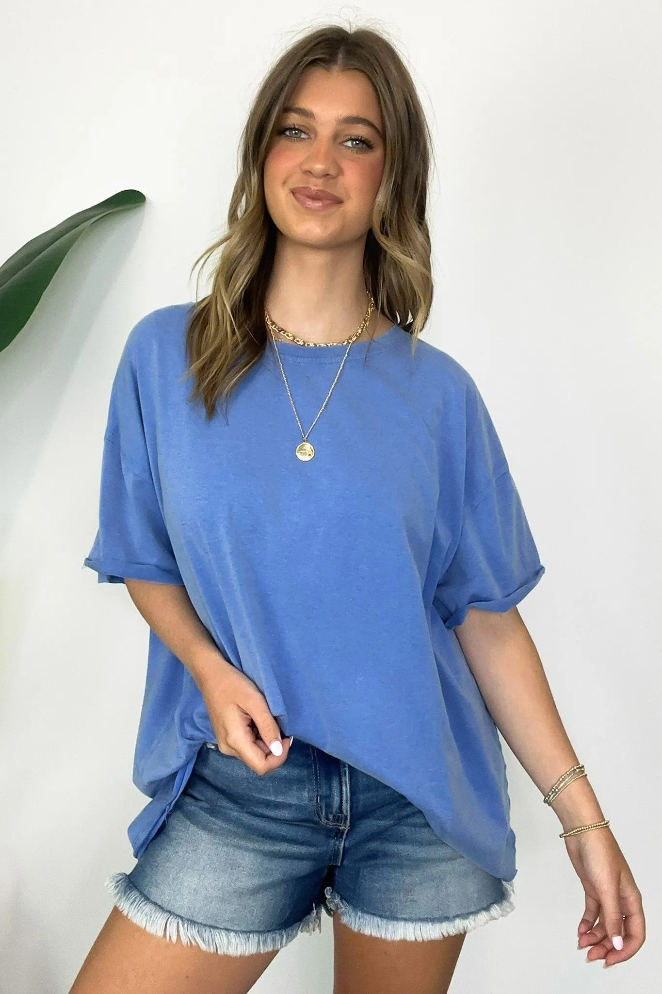 Aimie Raw Edge Jersey Short Sleeve Top