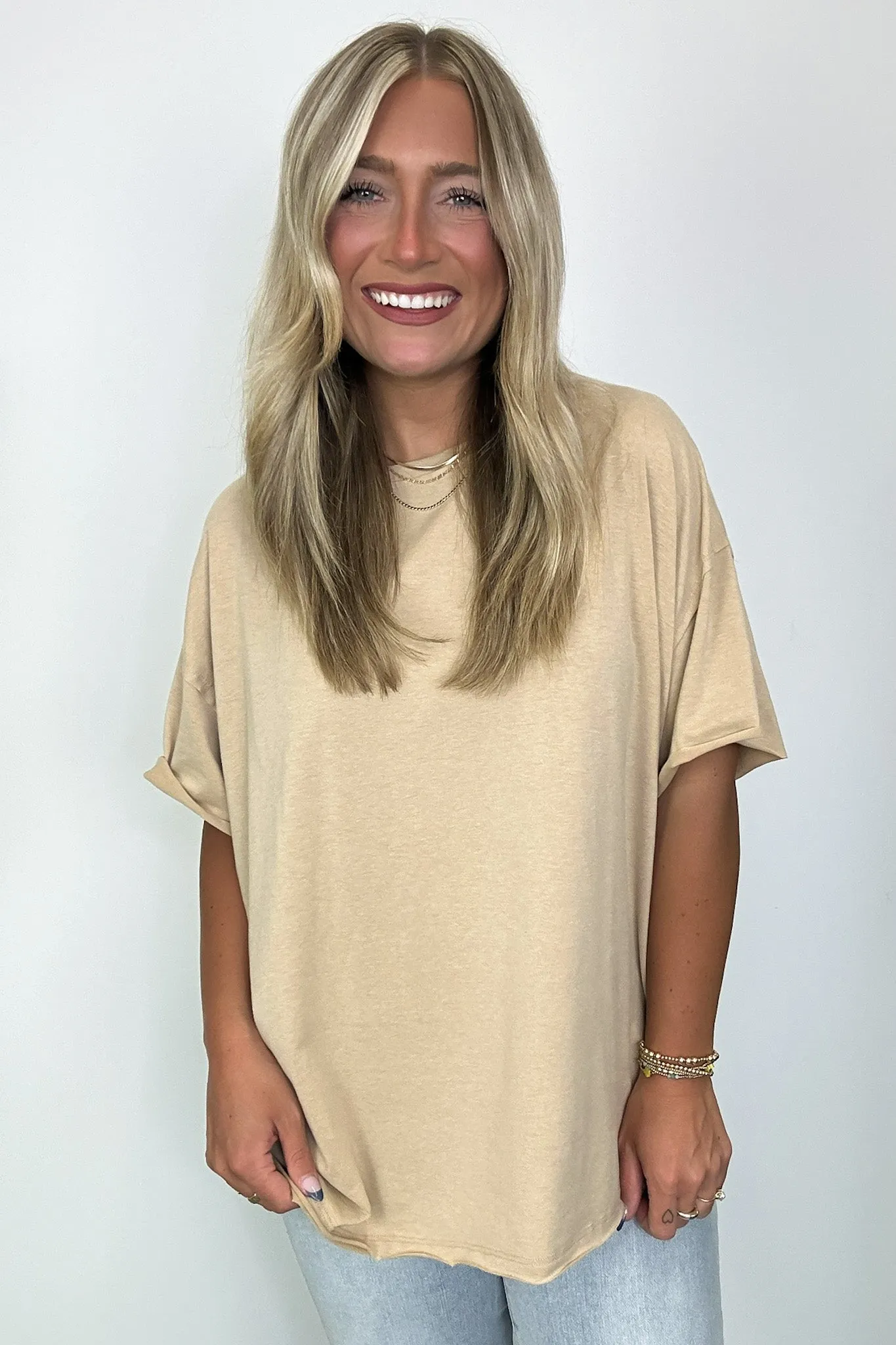 Aimie Raw Edge Jersey Short Sleeve Top
