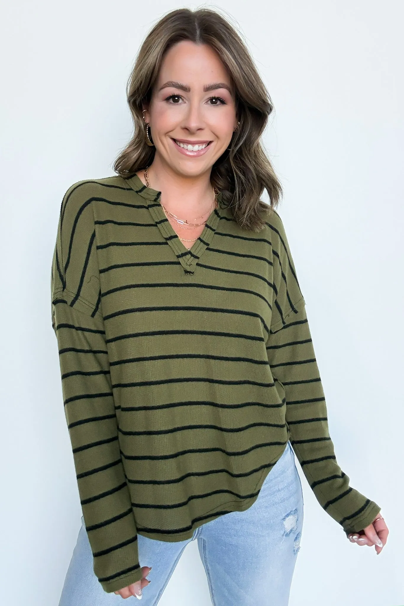 Ainslee Striped V-Neck Knit Top - FINAL SALE