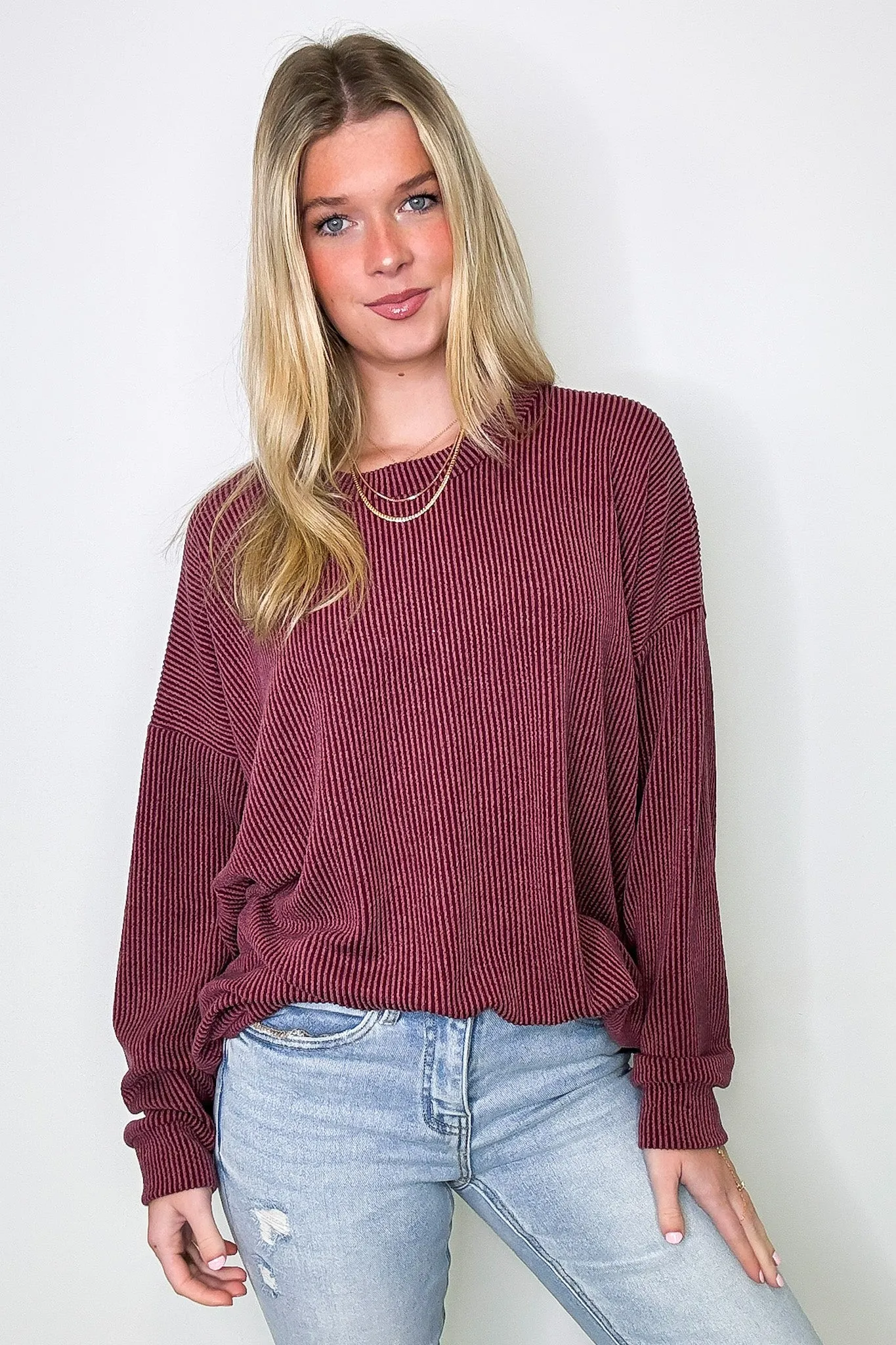 Alexia Rib Knit Oversized Top