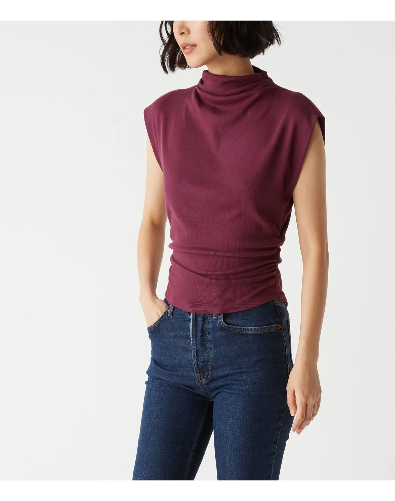 Amara Power Shoulder Tee | Beetroot MICHAEL STARS