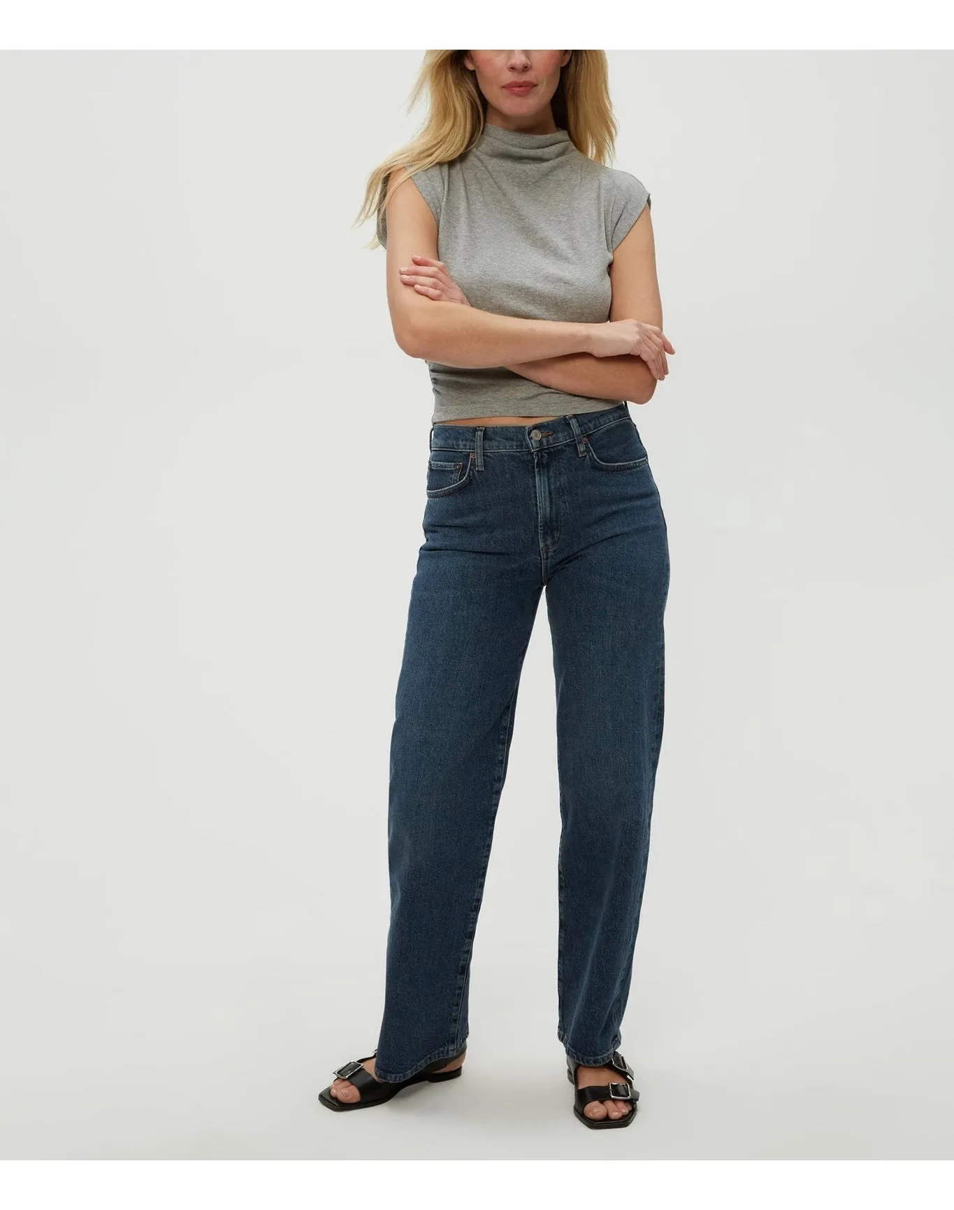 Amara Power Shoulder Tee | Heather Grey MICHAEL STARS