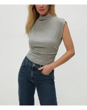 Amara Power Shoulder Tee | Heather Grey MICHAEL STARS