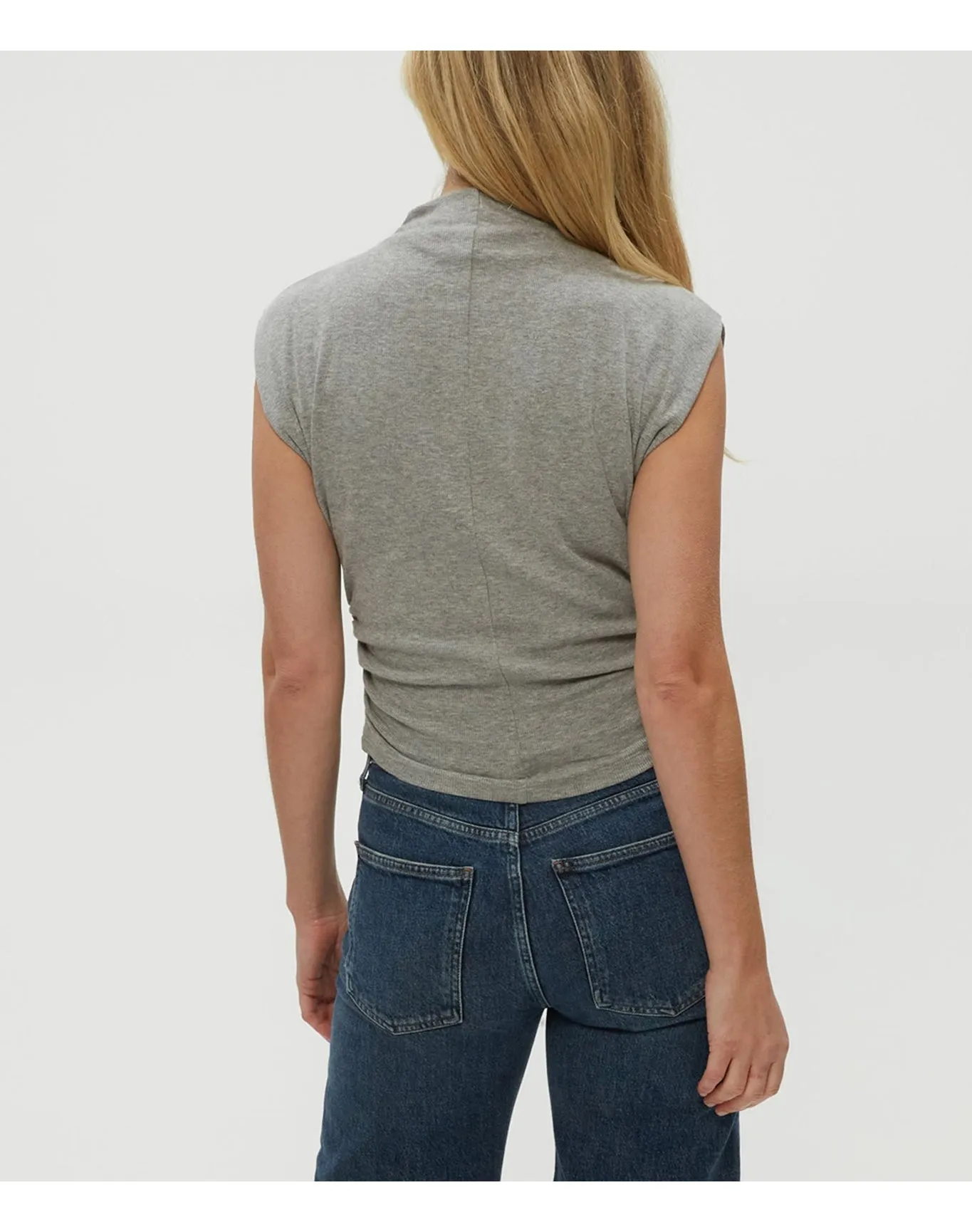 Amara Power Shoulder Tee | Heather Grey MICHAEL STARS