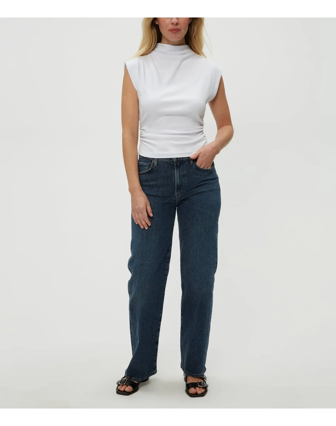 Amara Power Shoulder Tee | White MICHAEL STARS
