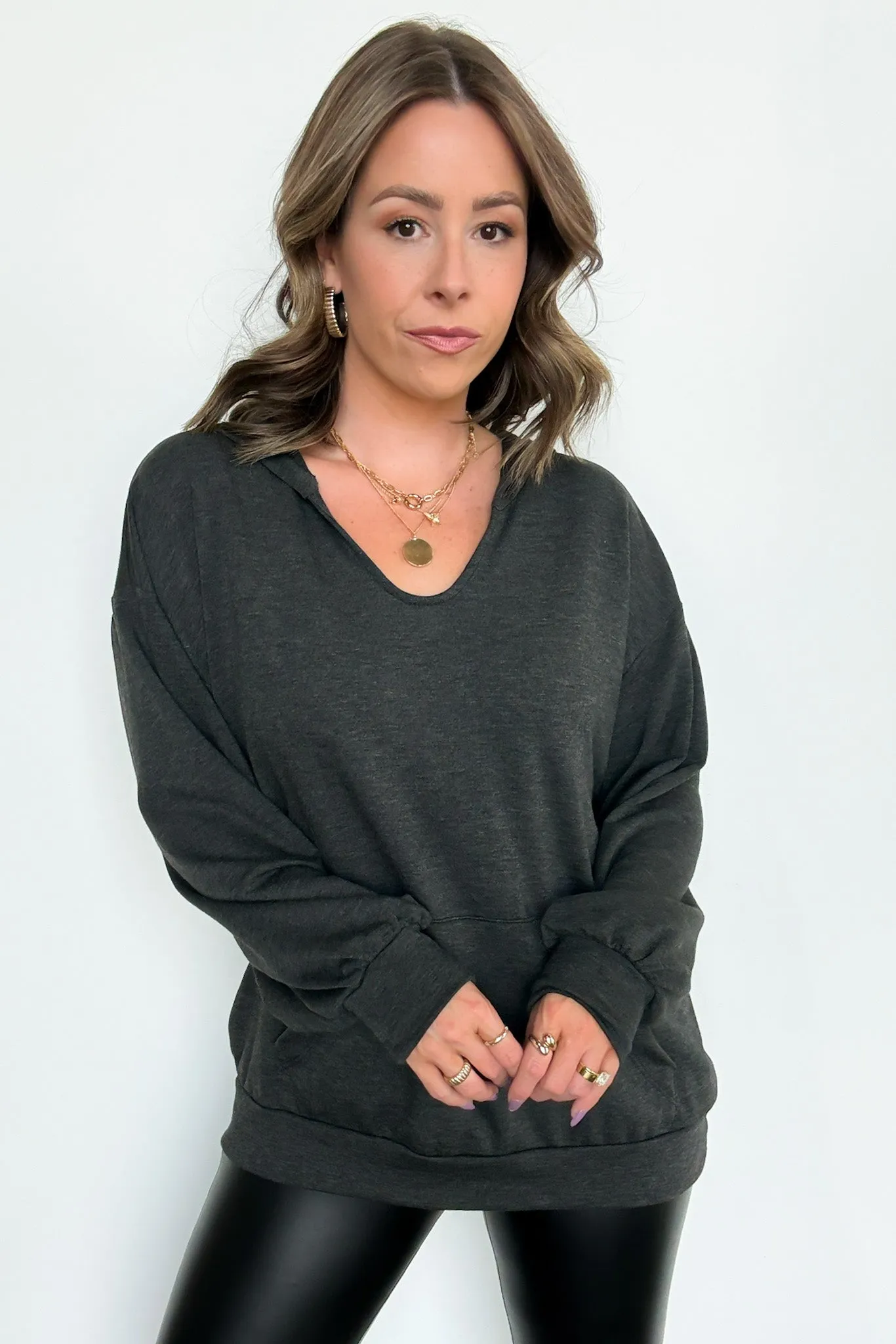 Andreea Kangaroo Pocket Hooded Pullover - FINAL SALE