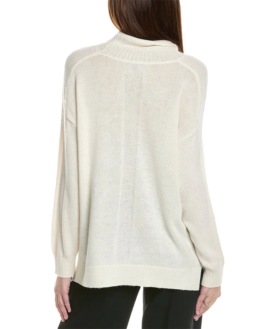 Anne Klein Mock Neck Wool & Cashmere-Blend Sweatshirt