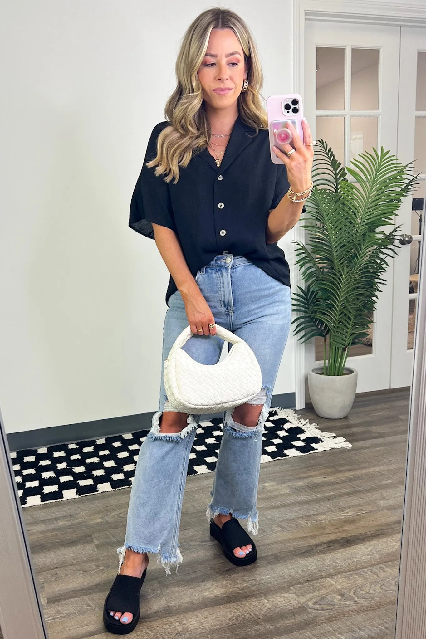 At My Best Button Down Relaxed Top - BACK IN STOCK