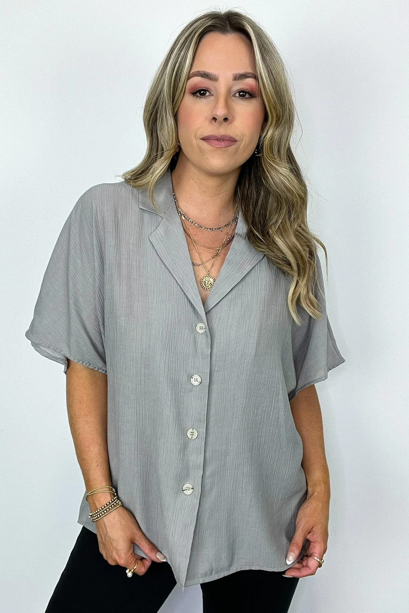 At My Best Button Down Relaxed Top - BACK IN STOCK