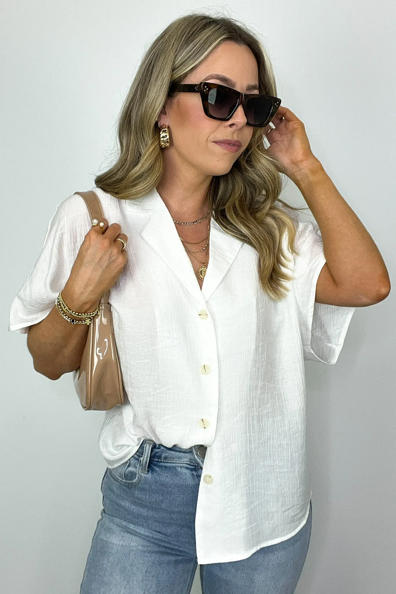 At My Best Button Down Relaxed Top - BACK IN STOCK