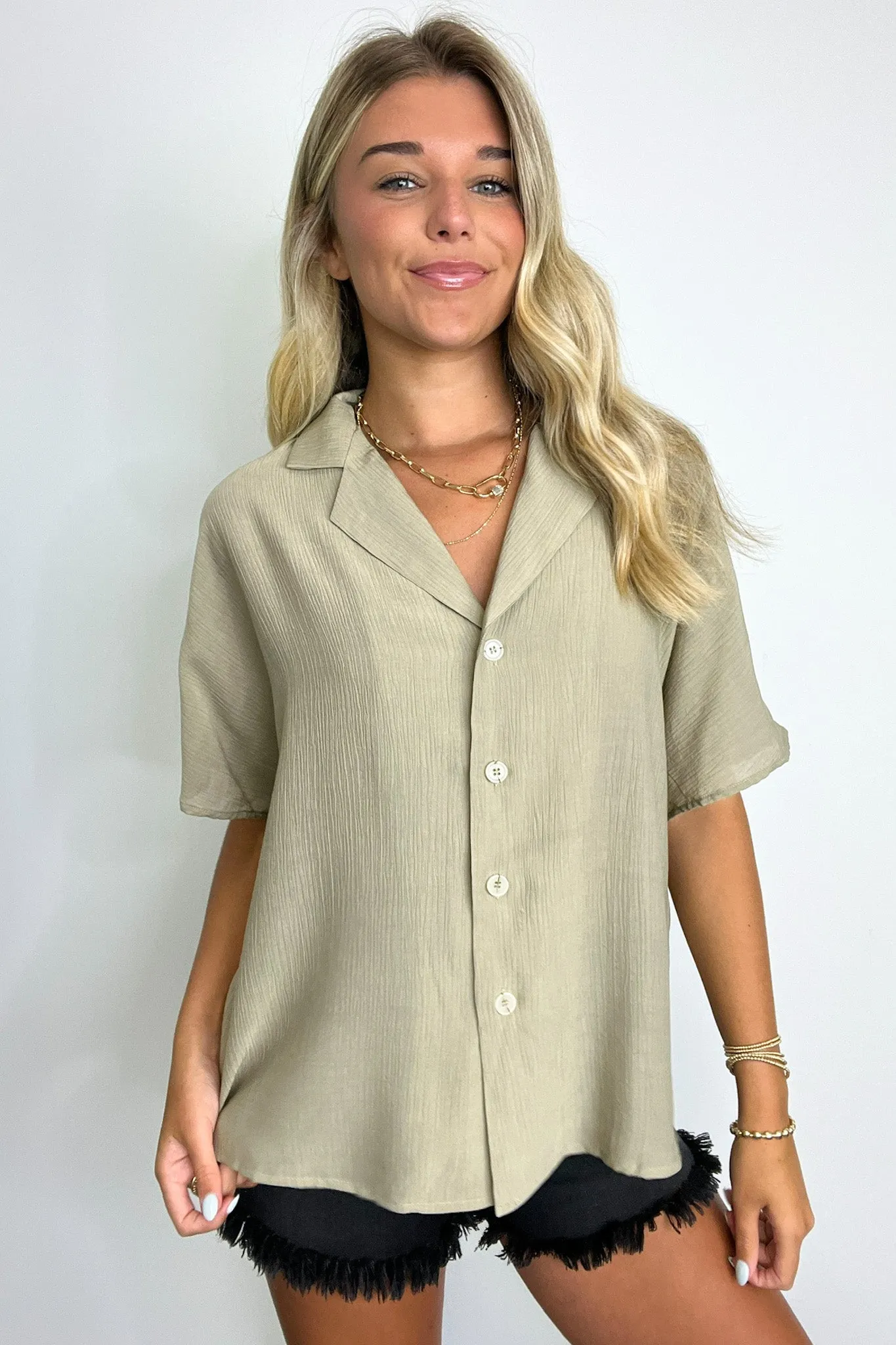 At My Best Button Down Relaxed Top - BACK IN STOCK