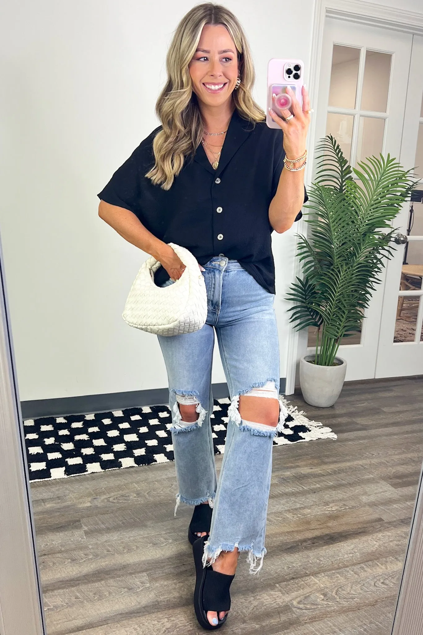 At My Best Button Down Relaxed Top - BACK IN STOCK