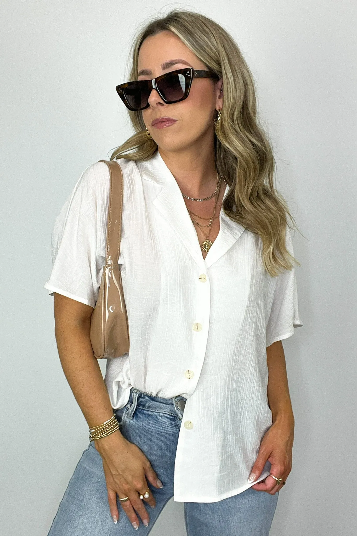 At My Best Button Down Relaxed Top - BACK IN STOCK