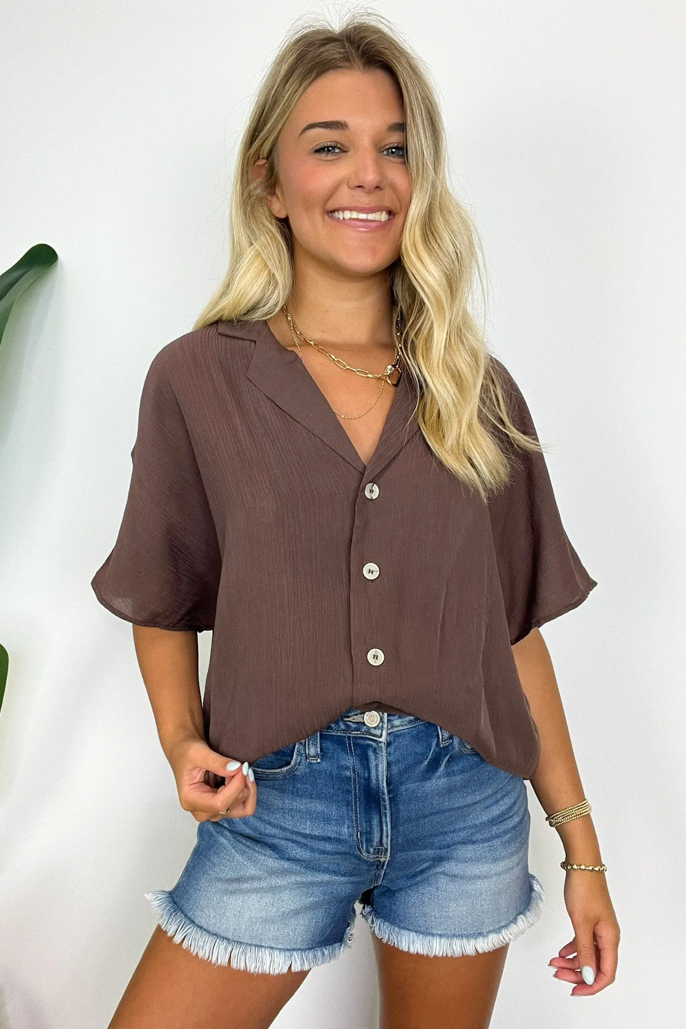 At My Best Button Down Relaxed Top - BACK IN STOCK