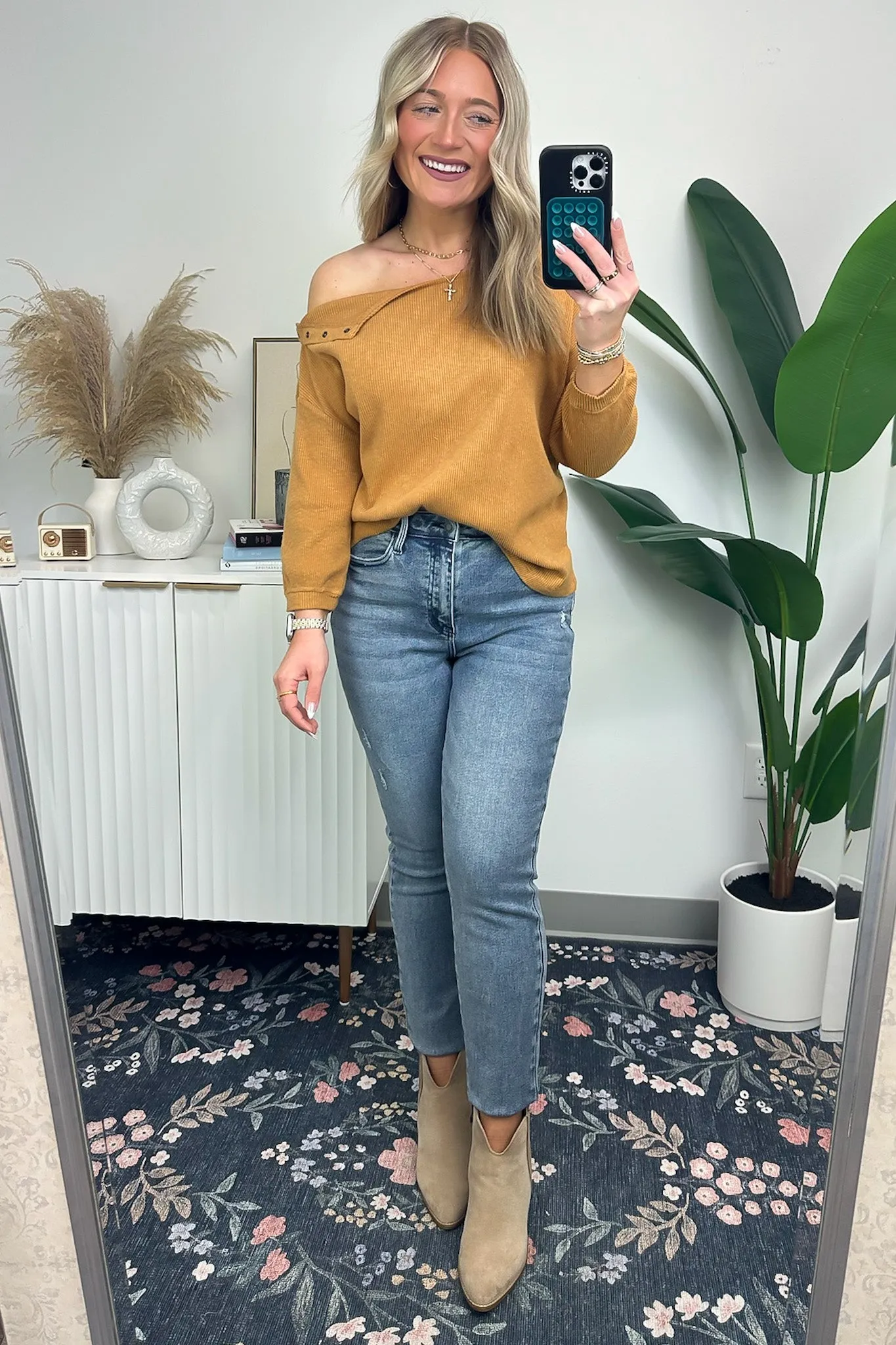 Avalynne Button Detail Rib Knit Top - FINAL SALE