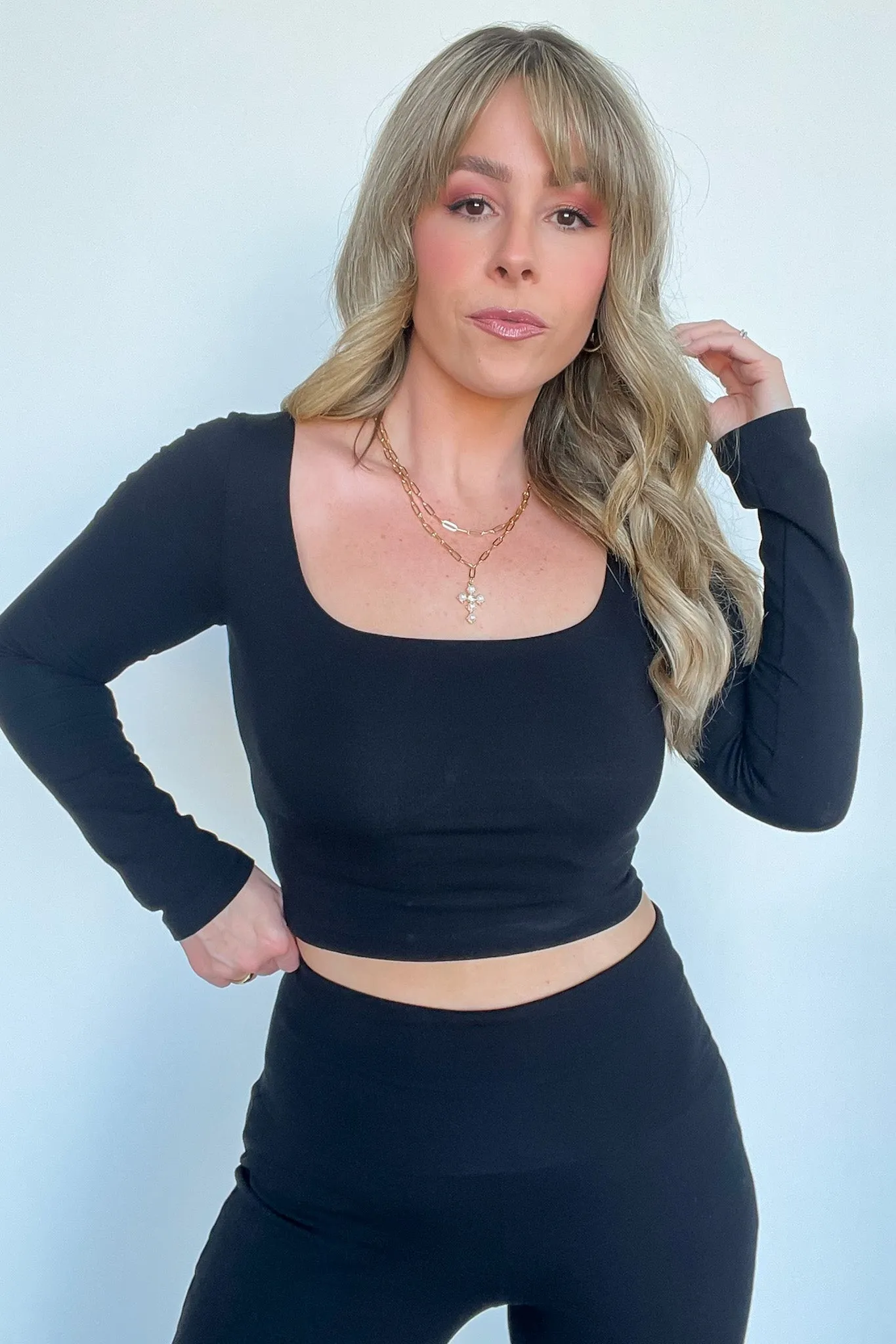 Ayanah Long Sleeve Double Layer Top - FINAL SALE