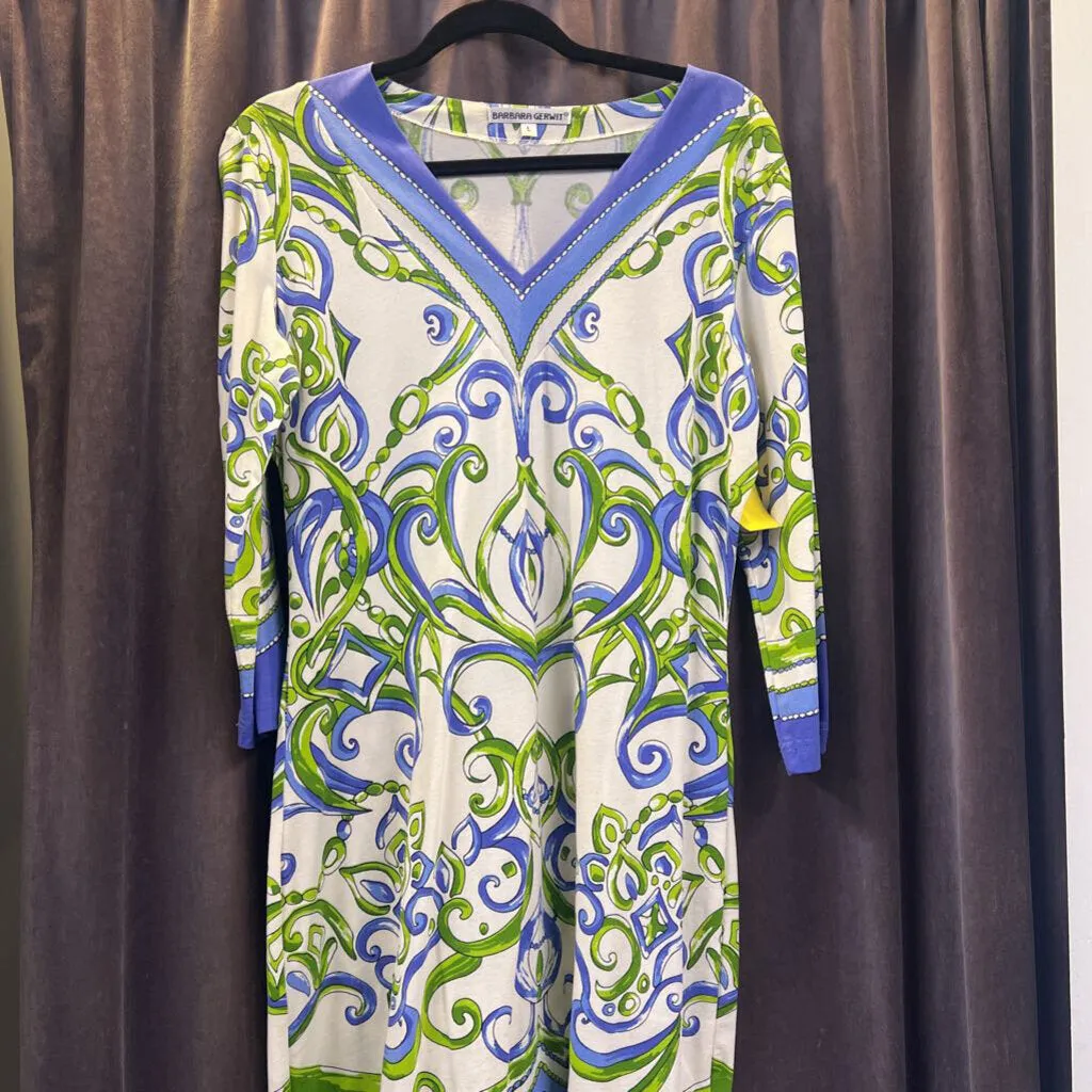 Barbara Gerwit Scroll Print 3/4 Sleeve Tunic DRESSES L