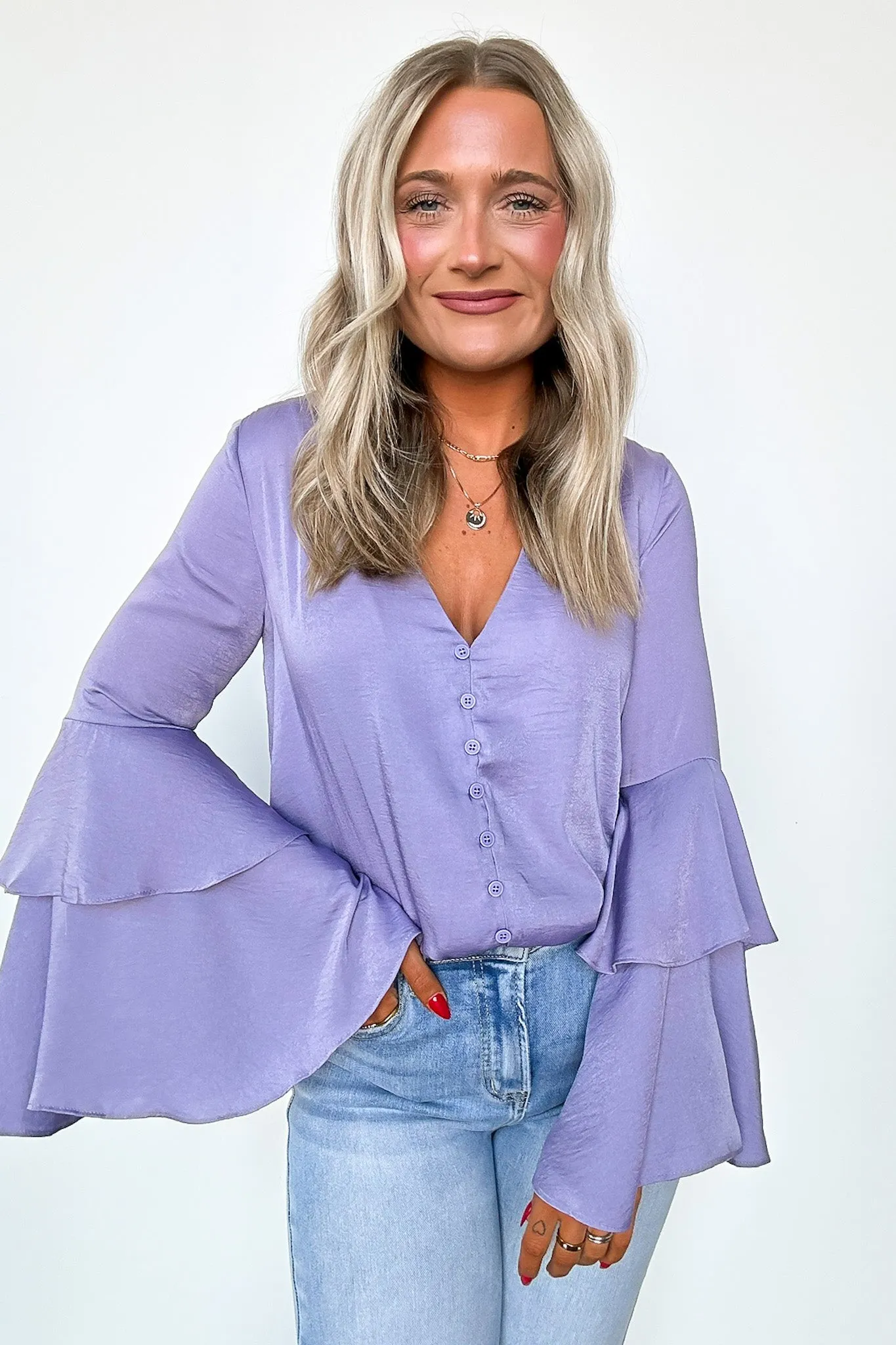 Beloved Darling Ruffle Bell Sleeve Button Bodysuit - FINAL SALE