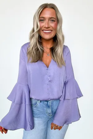 Beloved Darling Ruffle Bell Sleeve Button Bodysuit - FINAL SALE