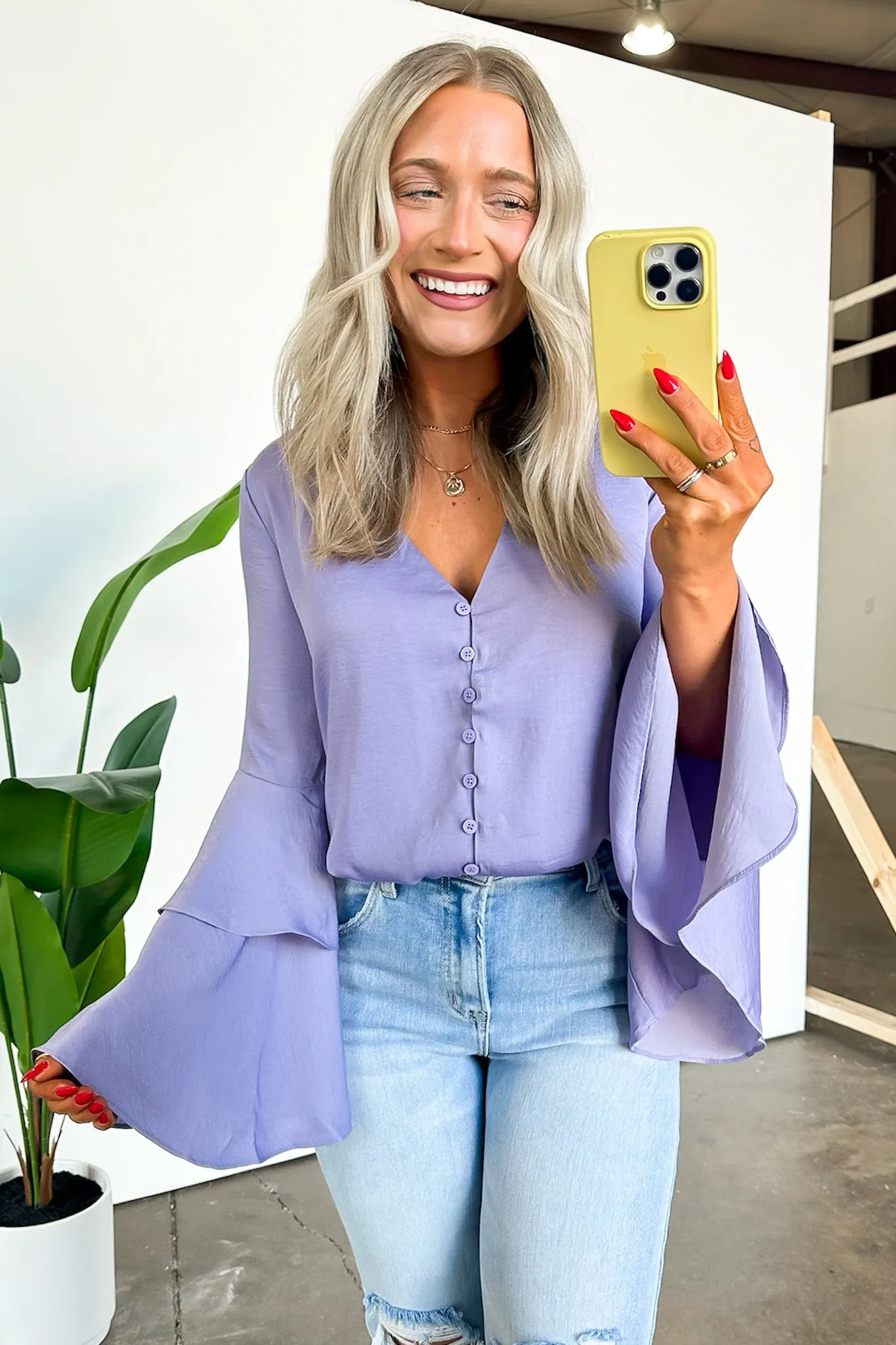 Beloved Darling Ruffle Bell Sleeve Button Bodysuit - FINAL SALE