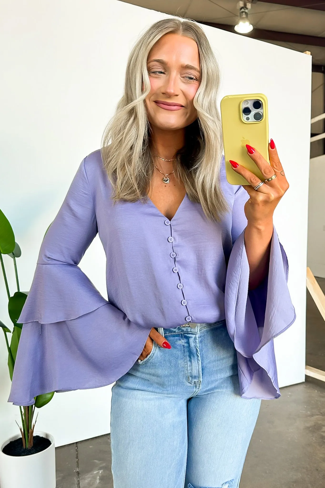Beloved Darling Ruffle Bell Sleeve Button Bodysuit - FINAL SALE