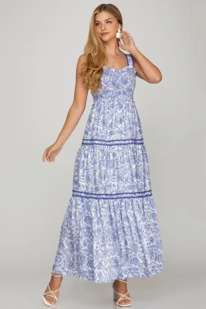 Blue Dahlia Maxi Dress - Blue