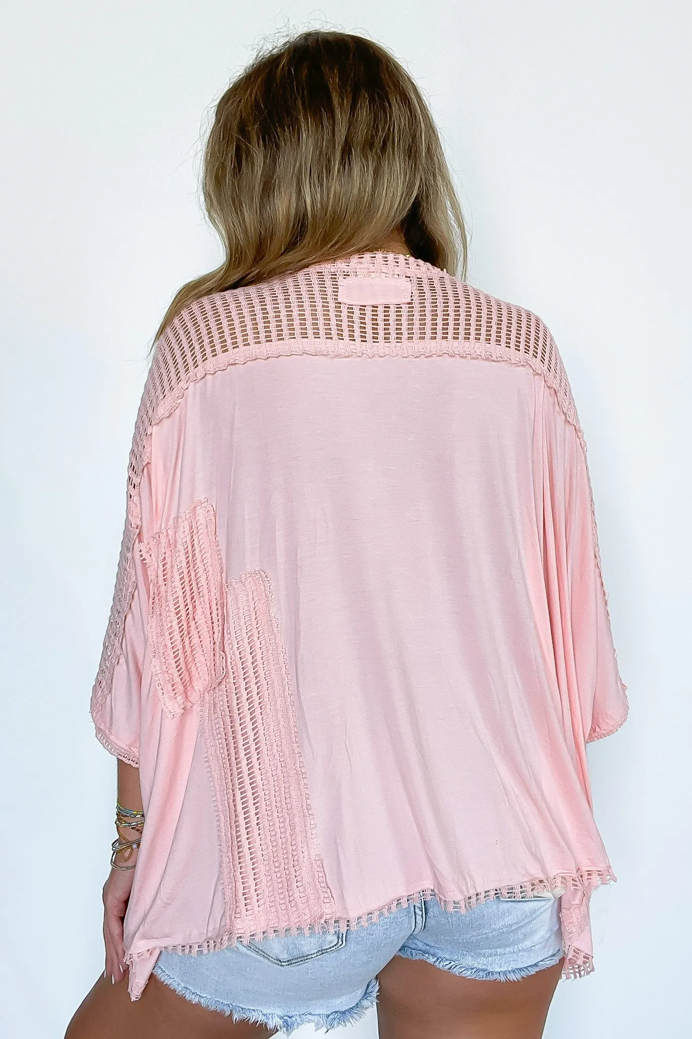 Boho Drift Oversize High Low Patchwork Floral Contrast Top