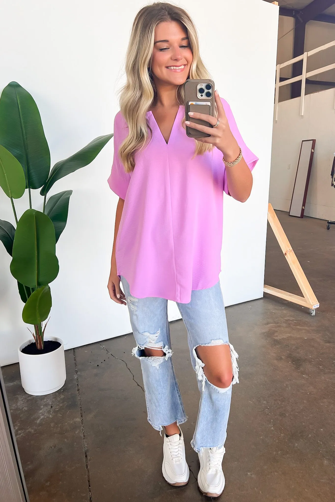 Brayan Split V-Neck Flowy Top - BACK IN STOCK