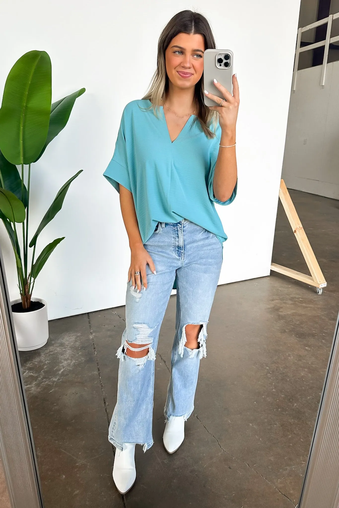 Brayan Split V-Neck Flowy Top - BACK IN STOCK