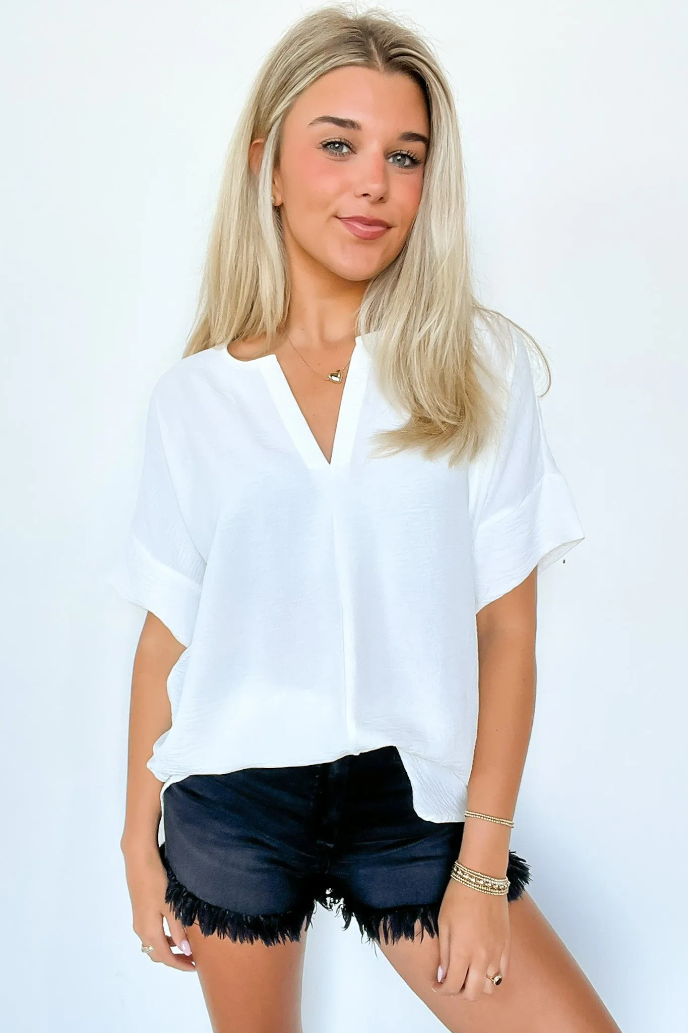 Brayan Split V-Neck Flowy Top - BACK IN STOCK