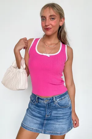 Bubblegum Babe Rib Knit Square Neck Tank Top