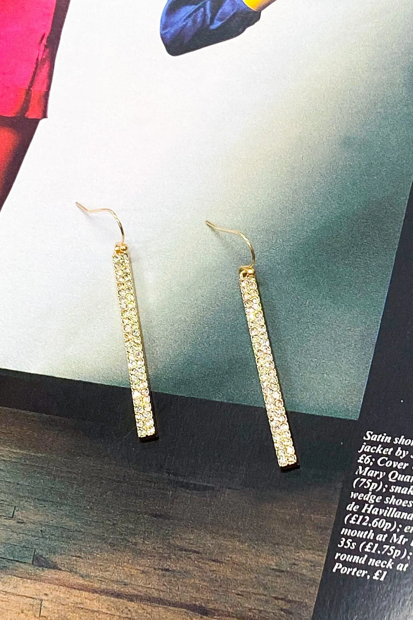Caitriona Rhinestone Drop Bar Earrings