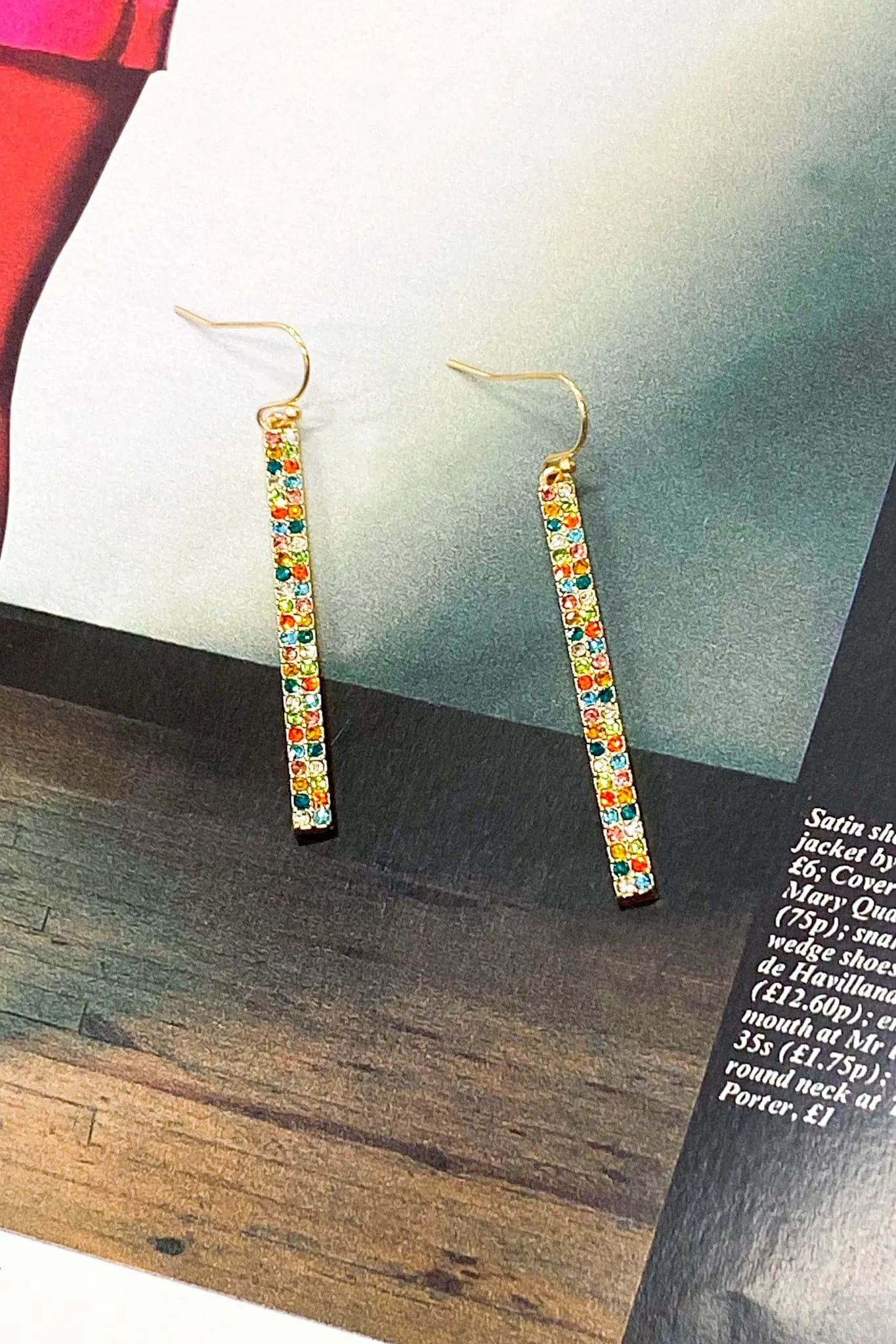Caitriona Rhinestone Drop Bar Earrings
