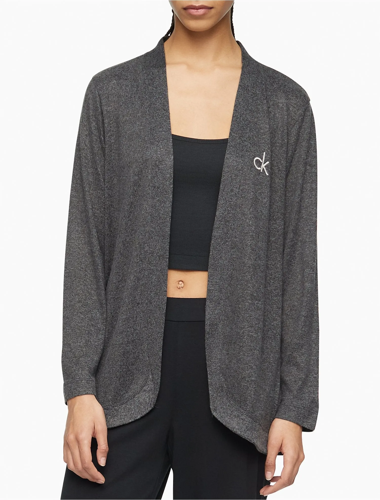 Calvin Klein Aurora Comfort CK Logo Open Front Cardigan - Women