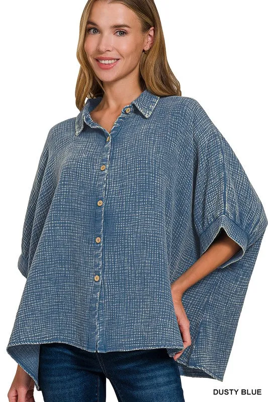 Carleen Washed Gauze Button Down Top - BACK IN STOCK