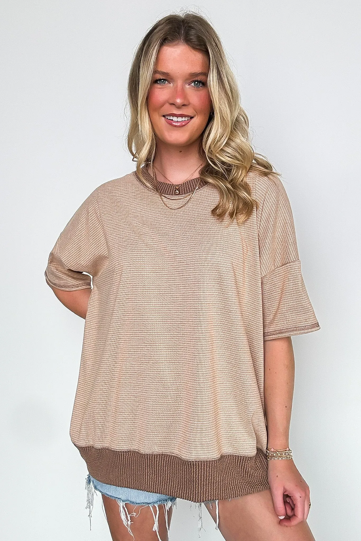 Cerise Striped Relaxed Fit Top - BACK IN STOCK