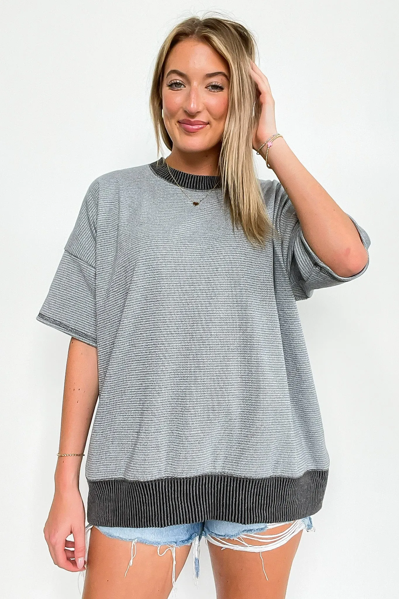 Cerise Striped Relaxed Fit Top - BACK IN STOCK