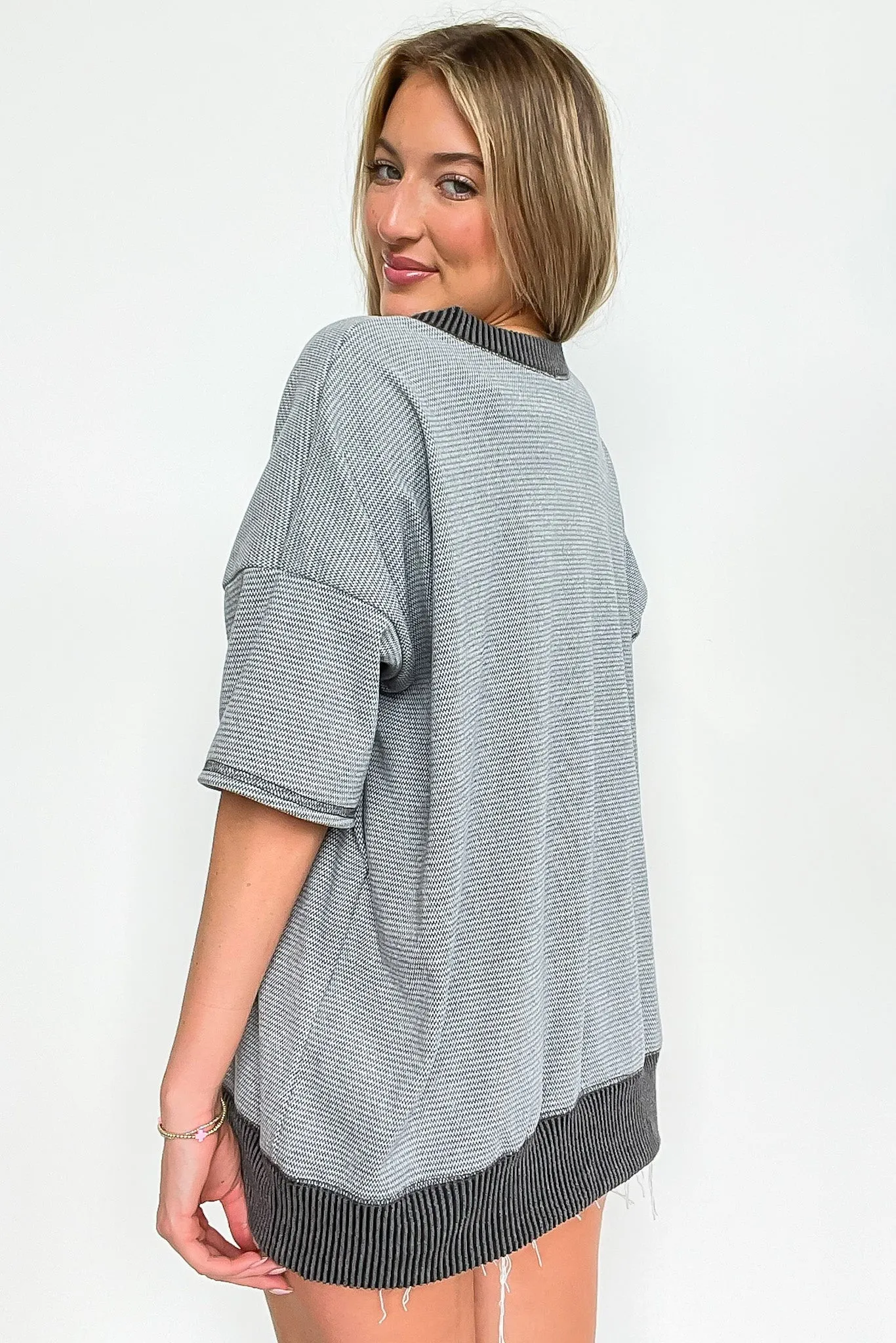 Cerise Striped Relaxed Fit Top - BACK IN STOCK