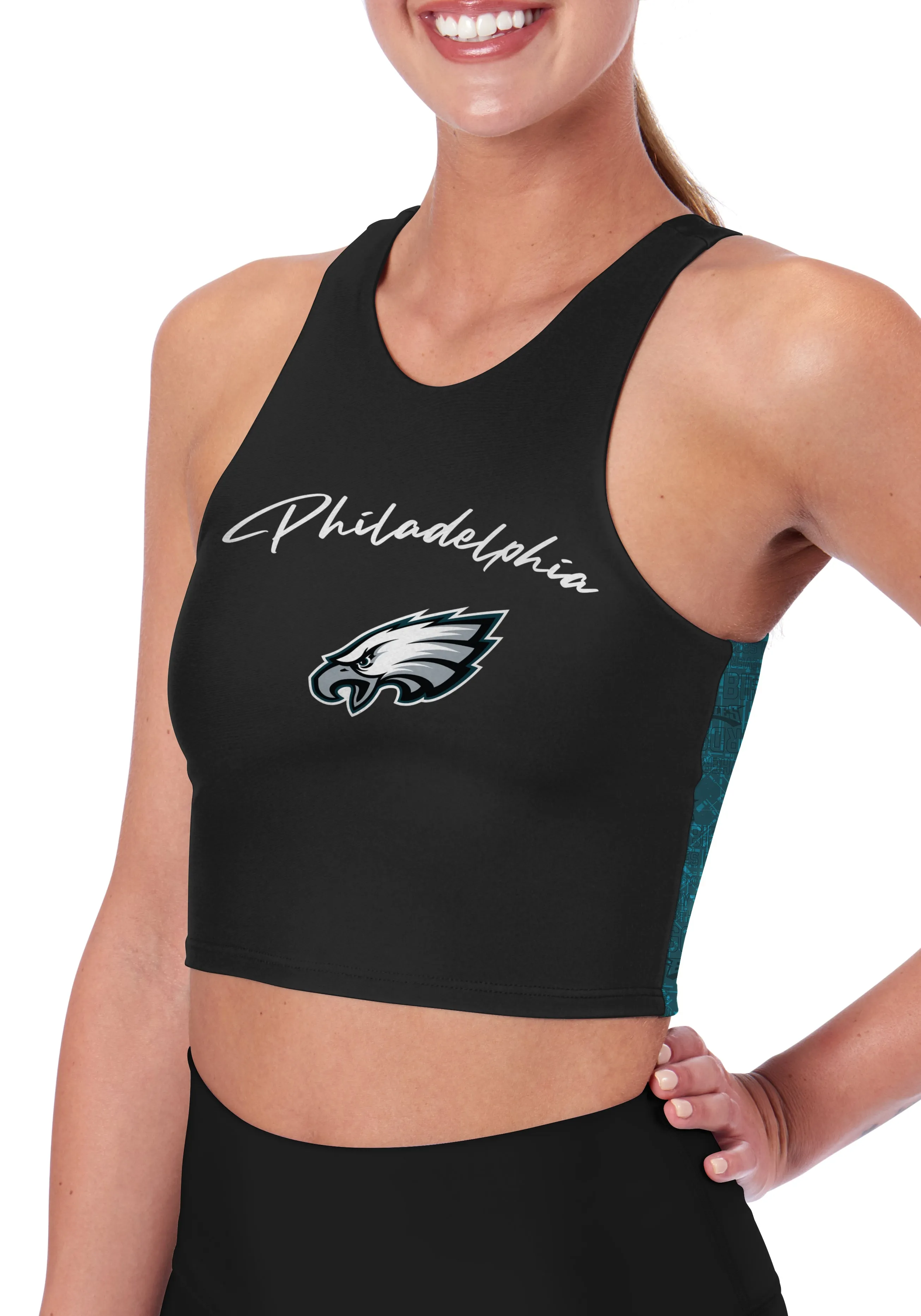 Certo By Northwest NFL Women's Philadelphia Eagles Crosstown Midi Bra, Black