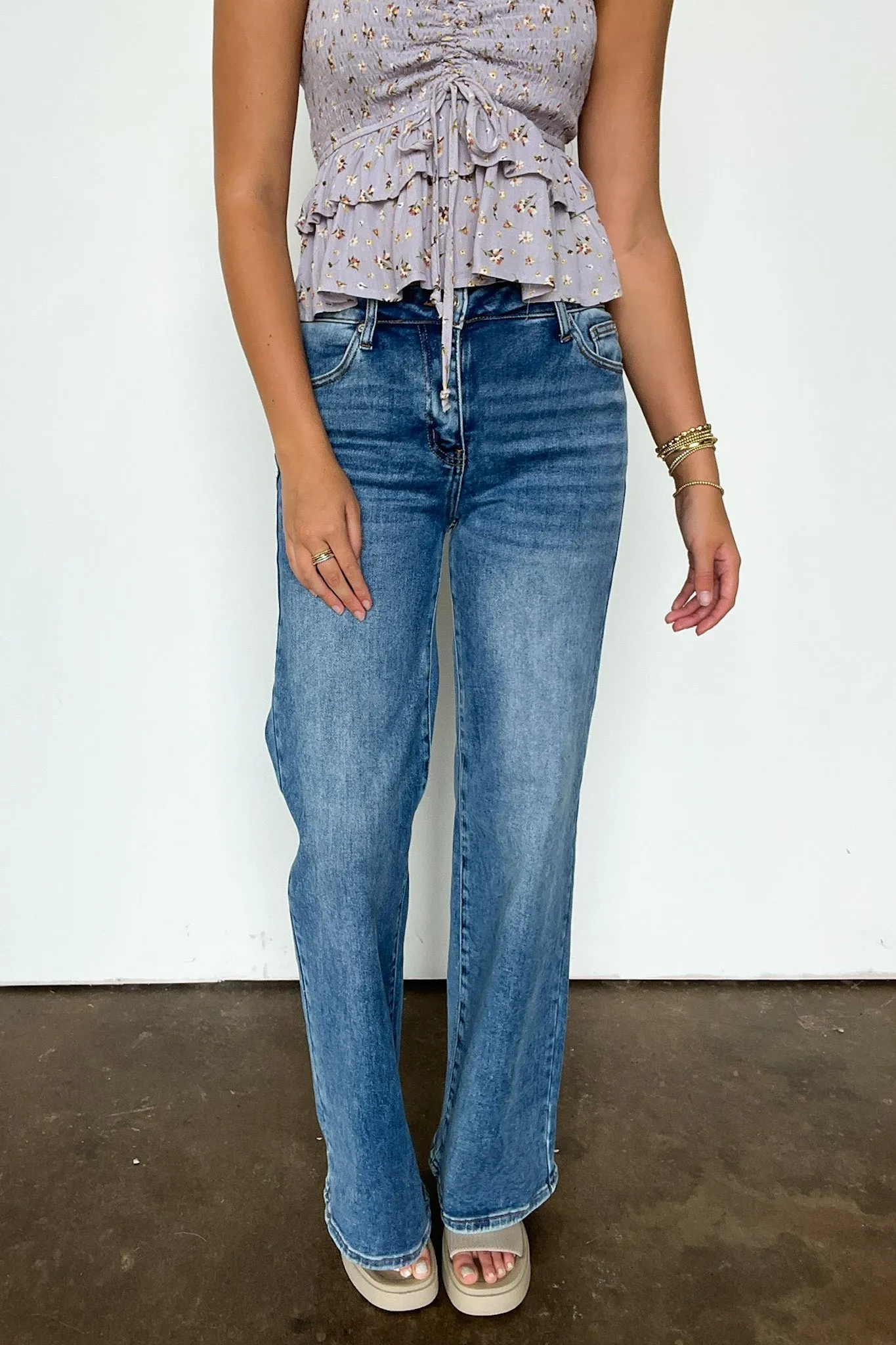 Chanelle Super Stretch Mid Rise Straight Jeans