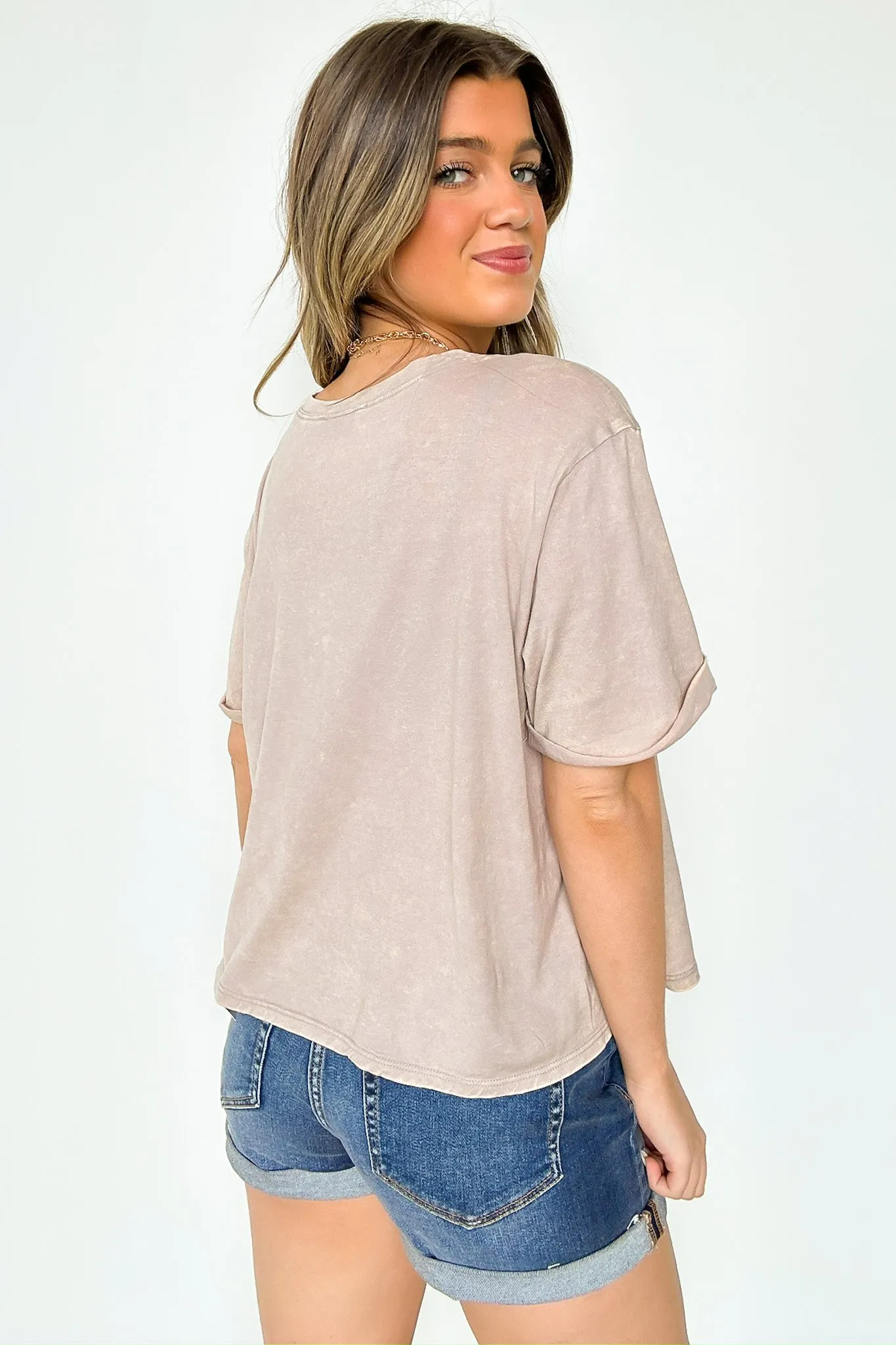 Clara Mineral Wash Roll-Cuff Sleeve Top - BACK IN STOCK