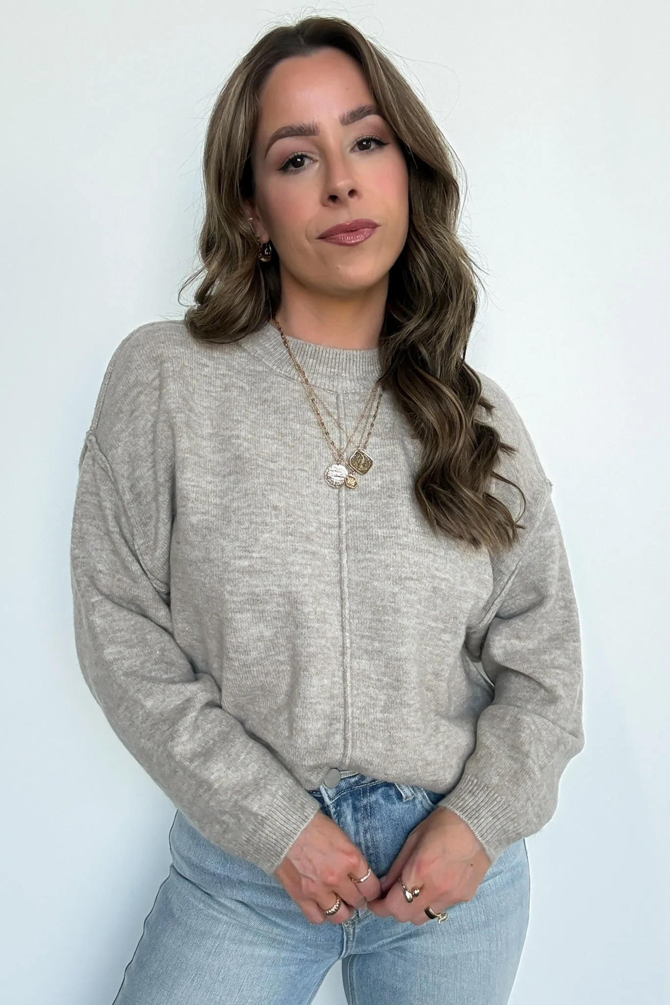 Comfort Code Front Seam Round Neck Sweater - BACK IN STOCK