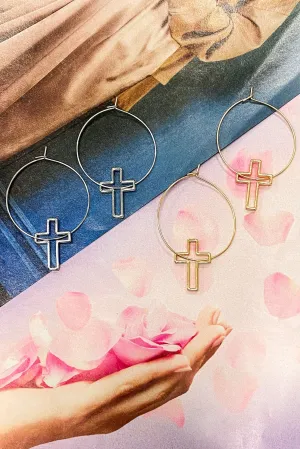 Contentment Cross Hoop Earrings - FINAL SALE