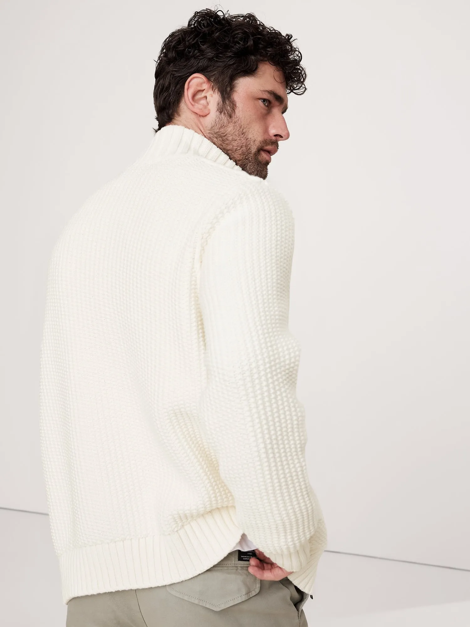 Cotton-Blend Sweater Bomber BANANA REPUBLIC