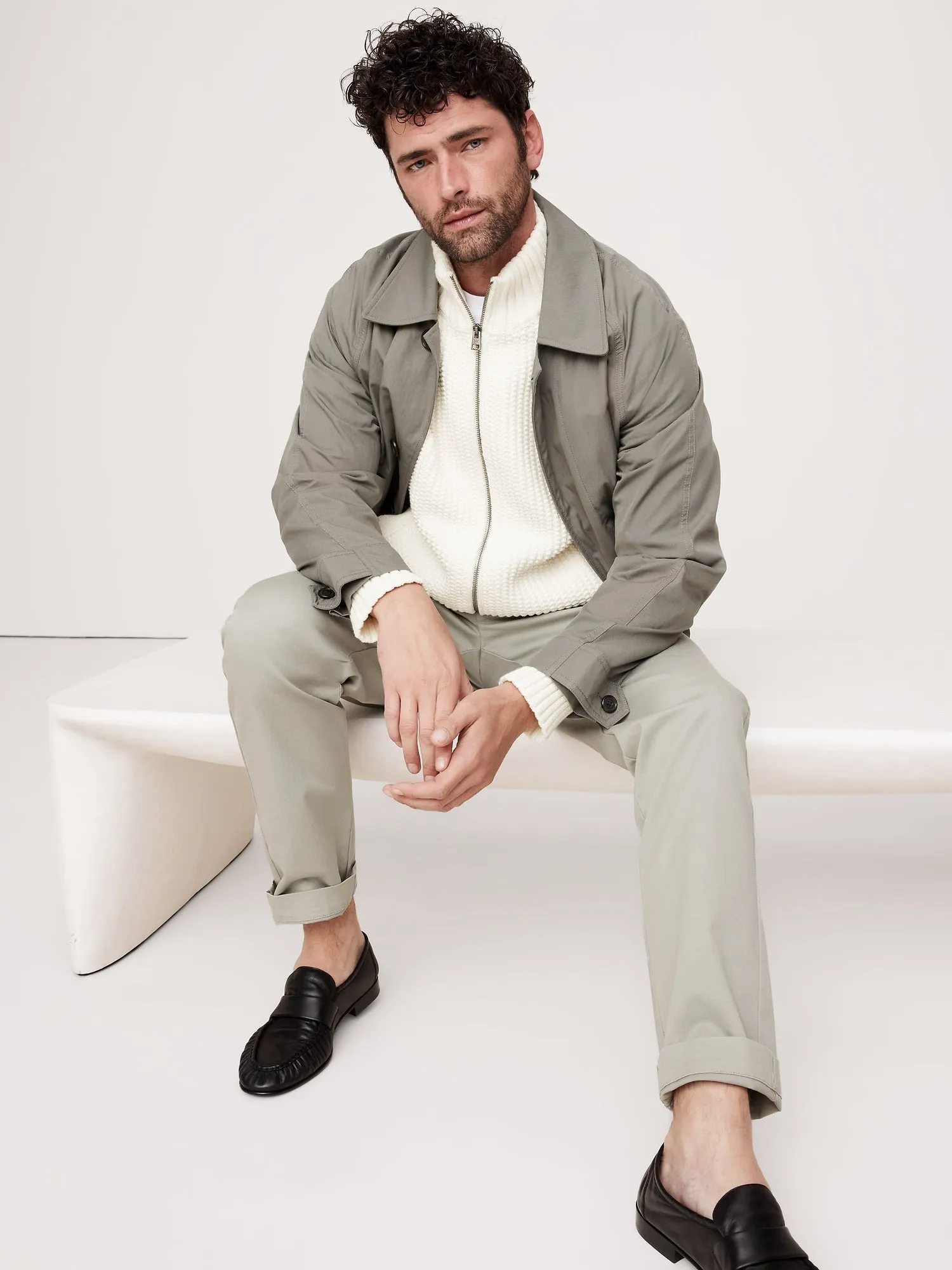 Cotton-Blend Sweater Bomber BANANA REPUBLIC