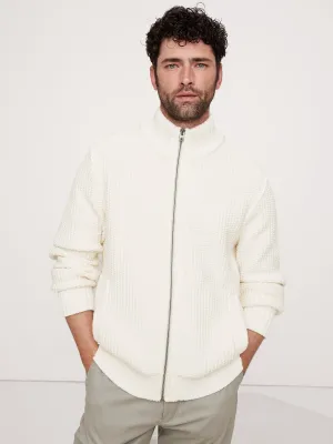 Cotton-Blend Sweater Bomber BANANA REPUBLIC