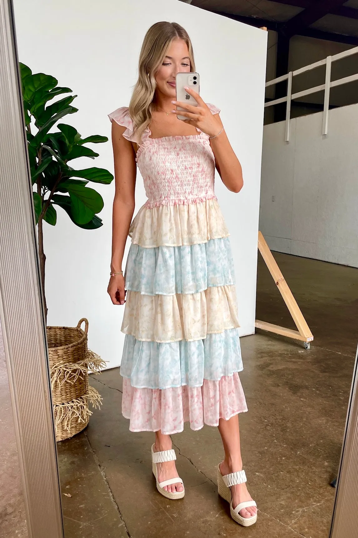 Coveted Sweetness Two Tone Tiered Smocked Dress